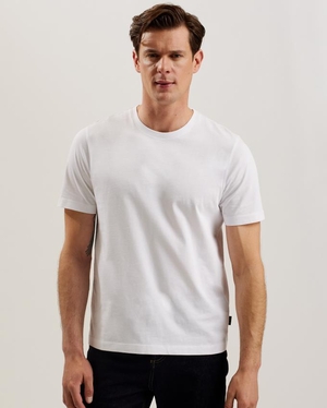 T-Shirt Ted Baker Short Sleeve Regular Fit Plain Blanche Homme | GHL-09886439